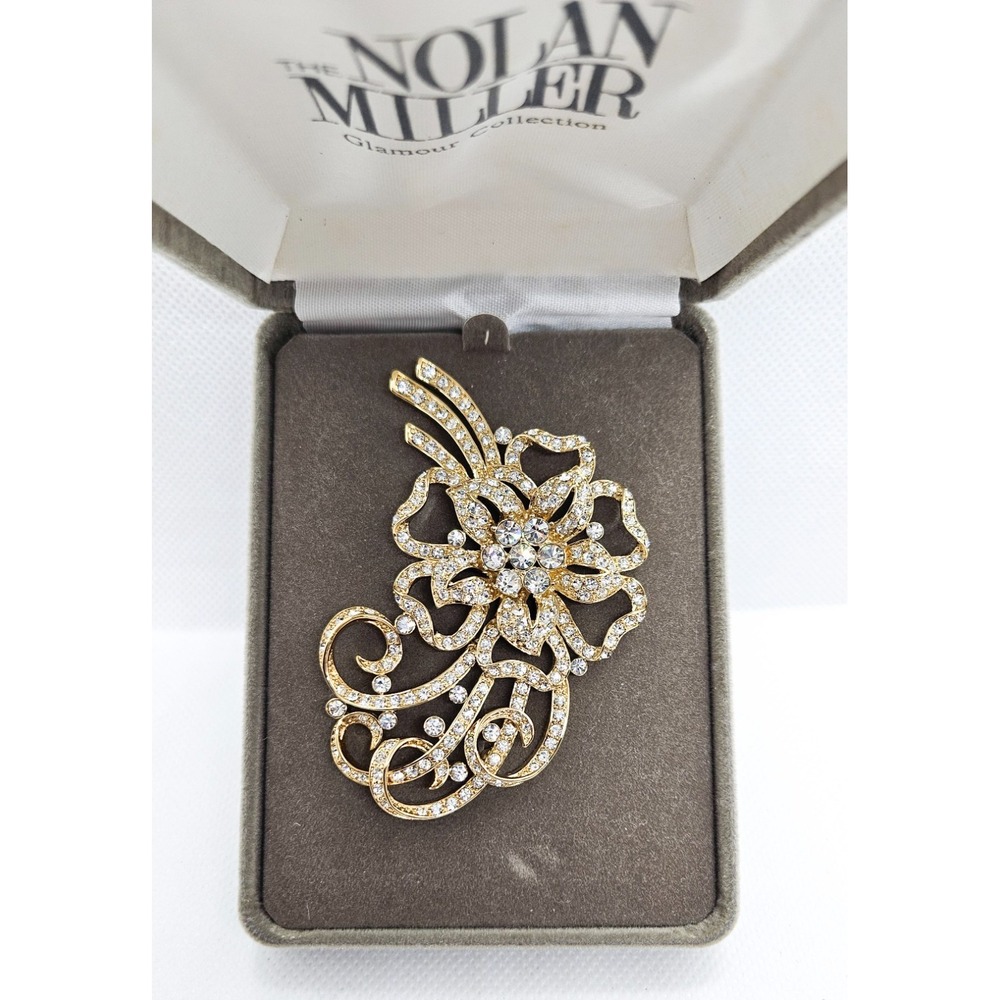 Vintage Nolan Miller Glamour Collection Sevilla Rhinestone Flower Brooch